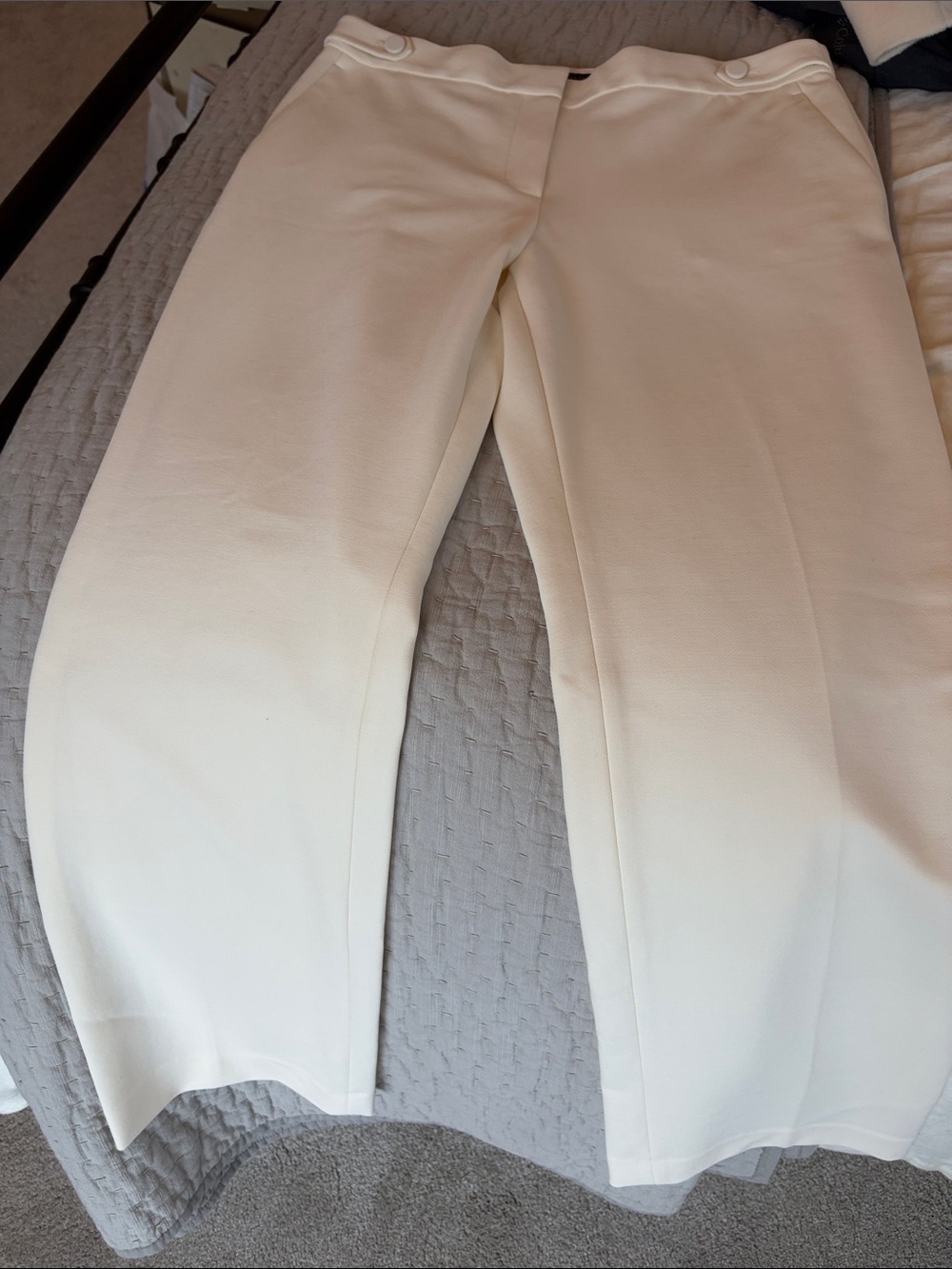 Ann Taylor Cream Wide-Leg Trousers